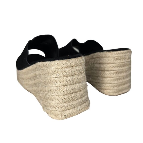 Illude Womens Black Suede Wedge Espadrille Sandals Size 6 like new tried on - Picture 3 of 7